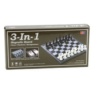 3 in 1 Magnetic Chess Checkers Bakgammon - 10"