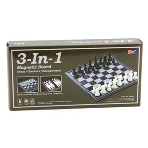 3 in 1 Magnetic Chess Checkers Bakgammon - 10"