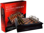 Chess Set - Metal pieces on 12" Inlaid wooden board box-chess-The Games Shop