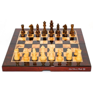 Chess Set - Timber Pieces on Mahagony Finish Folding Board