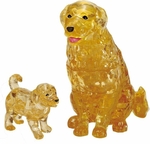 3D Crystal Puzzle - Golden Retriever and Puppy-jigsaws-The Games Shop