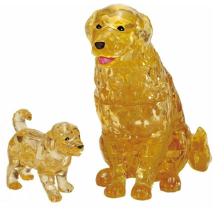 3D Crystal Puzzle - Golden Retriever and Puppy