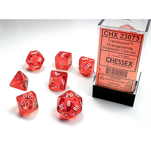 Chessex Dice - Polyhedral Set (7) - Translucent Orange/White