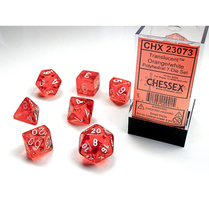 Chessex Dice - Polyhedral Set (7) - Translucent Orange/White