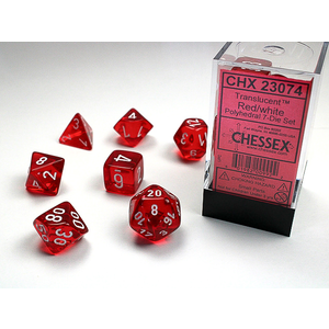 Chessex Dice - Polyhedral Set (7) - Translucent Red/White