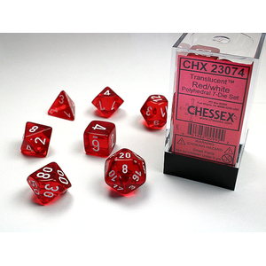 Chessex Dice - Polyhedral Set (7) - Translucent Red/White