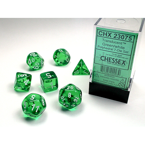 Chessex Dice - Polyhedral Set (7) - Translucent Green/White