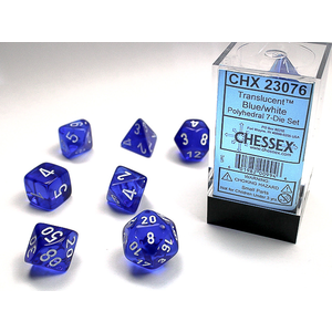 Chessex Dice - Polyhedral Set (7) - Translucent Blue/White