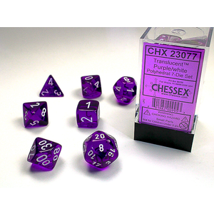 Chessex Dice - Polyhedral Set (7) - Translucent Purple/White