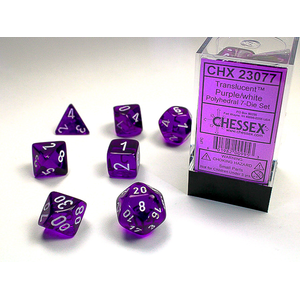 Chessex Dice - Polyhedral Set (7) - Translucent Purple/White