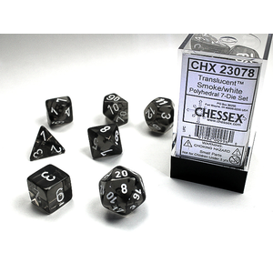 Chessex Dice - Polyhedral Set (7) - Translucent Smoke/White