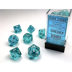 Chessex Dice - Polyhedral Set (7) - Translucent Teal/White