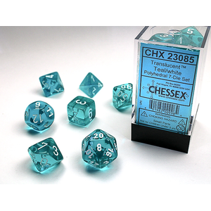 Chessex Dice - Polyhedral Set (7) - Translucent Teal/White