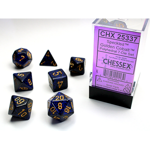 CHESSEX DICHESSEX DICE - Polyhedral Set (7) - (SPECKLED) (GOLDEN COBALT)