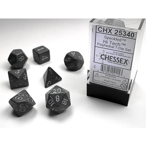 CHESSEX DICE - POLYHEDRAL SET (7) - (SPECKLED) (HI-TECH (BLACK))
