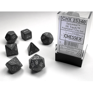 CHESSEX DICE - POLYHEDRAL SET (7) - (SPECKLED) (HI-TECH (BLACK))