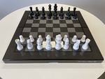 Chess Set - Folding Carbon Firbre Finish board with Black & White pieces -chess-The Games Shop