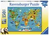 Ravensburger - 150 Piece - Animal World Map-jigsaws-The Games Shop