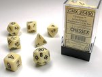 CHESSEX DICE - POLYHEDRAL SET (7) - OPAQUE IVORY / BLACK-accessories-The Games Shop