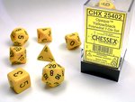 CHESSEX DICE - POLYHEDRAL SET (7) - OPAQUE YELLOW / BLACK-accessories-The Games Shop
