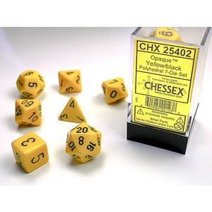 CHESSEX DICE - POLYHEDRAL SET (7) - OPAQUE YELLOW / BLACK