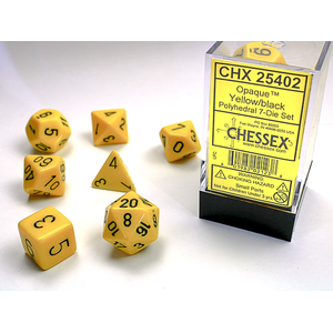 CHESSEX DICE - POLYHEDRAL SET (7) - OPAQUE YELLOW / BLACK