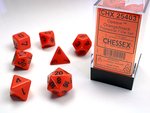 CHESSEX DICE - POLYHEDRAL SET (7) - OPAQUE ORANGE / BLACK-gaming-The Games Shop