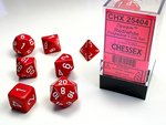 CHESSEX DICE - POLYHEDRAL SET (7) - OPAQUE RED / WHITE-gaming-The Games Shop