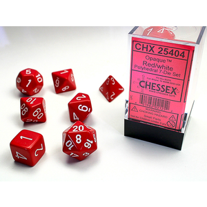 CHESSEX DICE - POLYHEDRAL SET (7) - OPAQUE RED / WHITE