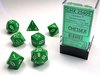 CHESSEX DICE - POLYHEDRAL SET (7) - OPAQUE GREEN / WHITE-gaming-The Games Shop