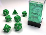 CHESSEX DICE - POLYHEDRAL SET (7) - OPAQUE GREEN / WHITE-accessories-The Games Shop