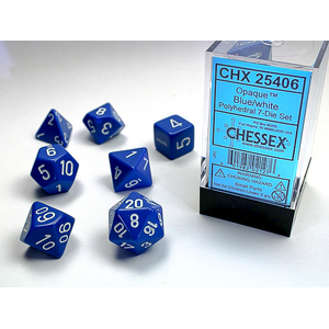 CHESSEX DICE - POLYHEDRAL SET (7) - OPAQUE BLUE / WHITE