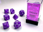 CHESSEX DICE - POLYHEDRAL SET (7) - OPAQUE PURPLE / WHITE-gaming-The Games Shop