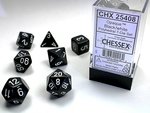 CHESSEX DICE - POLYHEDRAL SET (7) - OPAQUE BLACK / WHITE-accessories-The Games Shop
