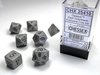 CHESSEX DICE - POLYHEDRAL SET (7) - OPAQUE GREY / BLACK-gaming-The Games Shop