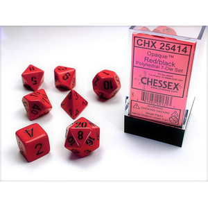 CHESSEX DICE - POLYHEDRAL SET (7) - OPAQUE RED / BLACK