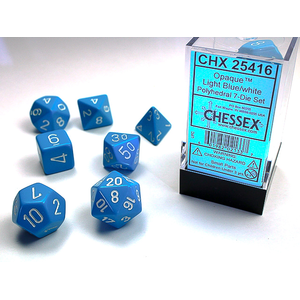 CHESSEX DICE - POLYHEDRAL SET (7) - OPAQUE BLUE / WHITE