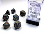 CHESSEX DICE - POLYHEDRAL SET (7) - OPAQUE DARK GREY / COPPER-gaming-The Games Shop