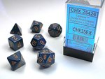 CHESSEX DICE - POLYHEDRAL SET (7) - OPAQUE DUSTY BLUE / COPPPER-gaming-The Games Shop