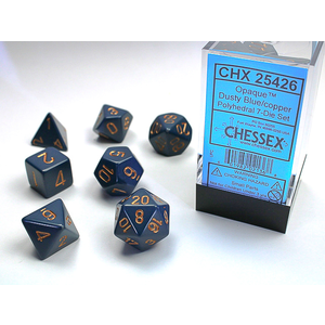 CHESSEX DICE - POLYHEDRAL SET (7) - OPAQUE DUSTY BLUE / COPPPER
