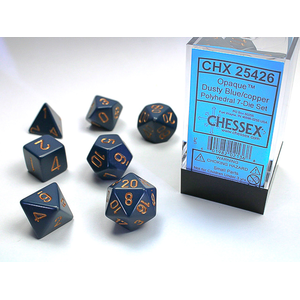 CHESSEX DICE - POLYHEDRAL SET (7) - OPAQUE DUSTY BLUE / COPPPER