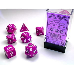 CHESSEX DICE - POLYHEDRAL SET (7) - OPAQUE LIGHT PURPLE / WHITE