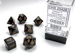 CHESSEX DICE - POLYHEDRAL SET (7) - OPAQUE BLACK / GOLD-accessories-The Games Shop