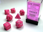 CHESSEX DICE - POLYHEDRAL SET (7) - OPAQUE PINK / WHITE-gaming-The Games Shop