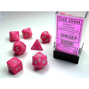 CHESSEX DICE - POLYHEDRAL SET (7) - OPAQUE PINK / WHITE