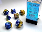 CHESSEX DICE - POLYHEDRAL SET (7) - GEMINI BLUE - GOLD / WHITE-gaming-The Games Shop