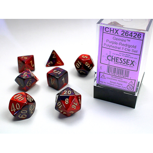 CHESSEX DICE - POLYHEDRAL SET (7) - GEMINI PURPLE-RED GOLD