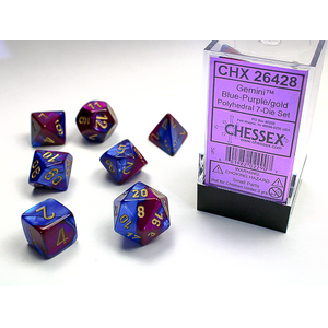 CHESSEX DICE - POLYHEDRAL SET (7) - GEMINI BLUE-PURPLE / GOLD