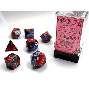 CHESSEX DICE - POLYHEDRAL SET (7) - GEMINI BLUE-RED GOLD