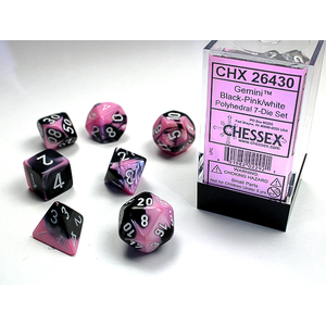 CHESSEX DICE - POLYHEDRAL SET (7) - GEMINI BLACK-PINK / WHITE